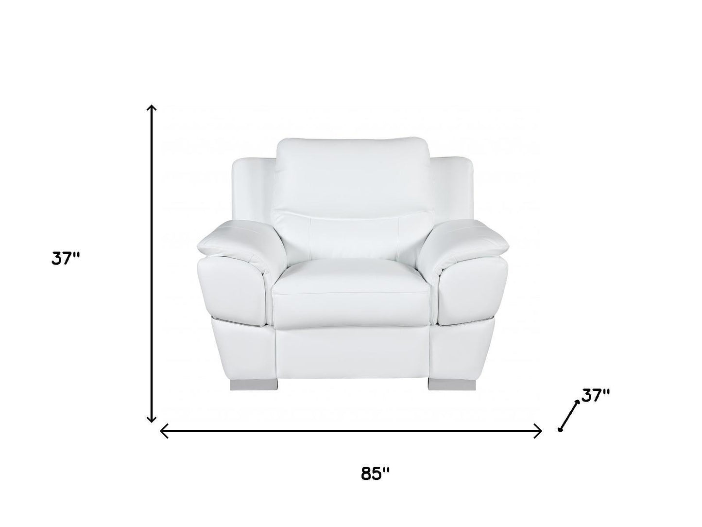 The Bellamy – 3-Piece White Genuine Leather Seating Set