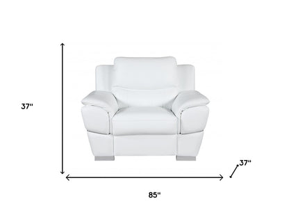 The Bellamy – 3-Piece White Genuine Leather Seating Set