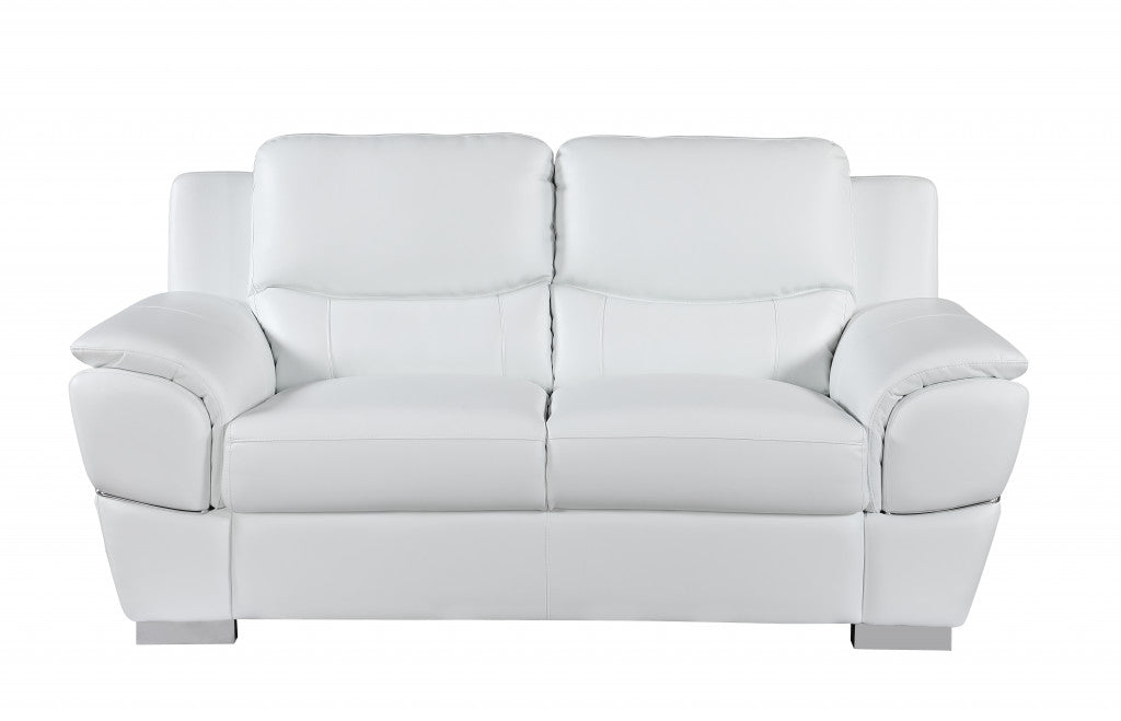 The Bellmere – White & Silver Faux Leather Loveseat