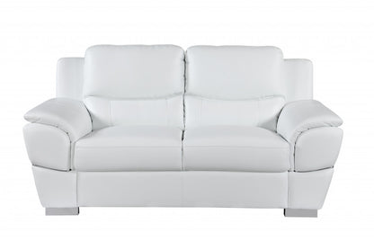 The Bellmere – White & Silver Faux Leather Loveseat