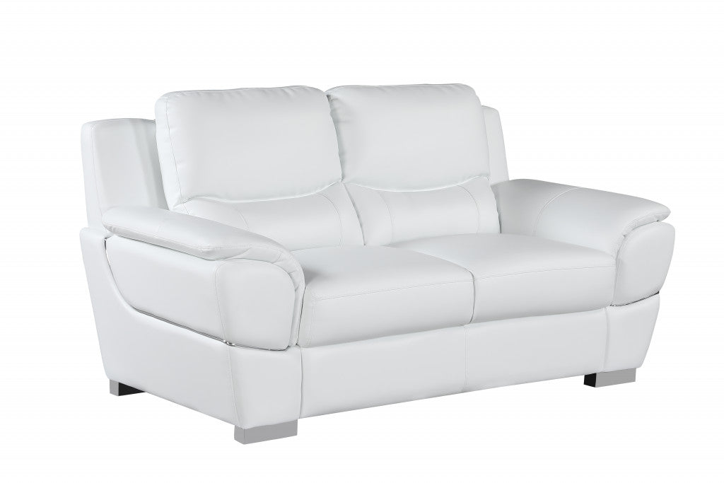 The Bellmere – White & Silver Faux Leather Loveseat