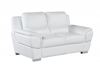 The Bellmere – White & Silver Faux Leather Loveseat