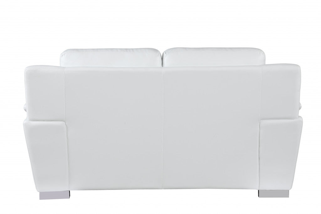 The Bellmere – White & Silver Faux Leather Loveseat