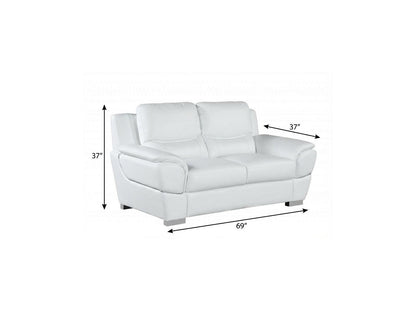 The Bellmere – White & Silver Faux Leather Loveseat