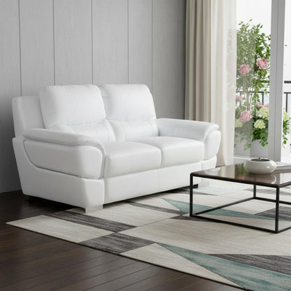 The Bellmere – White & Silver Faux Leather Loveseat