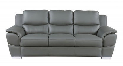 The Melrose Collection – Three Piece Indoor Gray Genuine Leather Six Person Seating Set