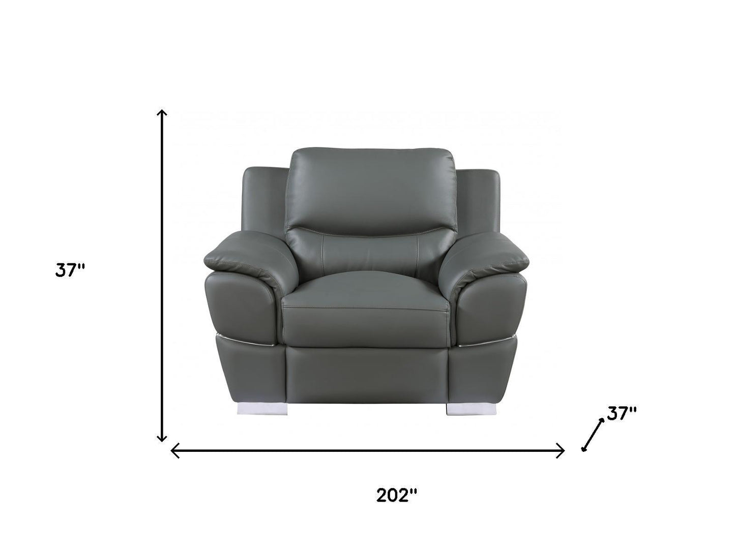 The Melrose Collection – Three Piece Indoor Gray Genuine Leather Six Person Seating Set