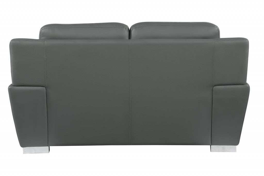 The Brixton – Gray & Silver Faux Leather Loveseat