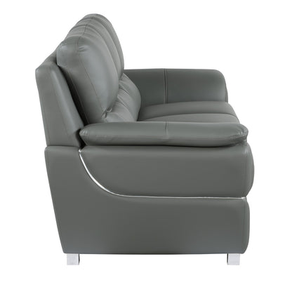 The Brixton – Gray & Silver Faux Leather Loveseat