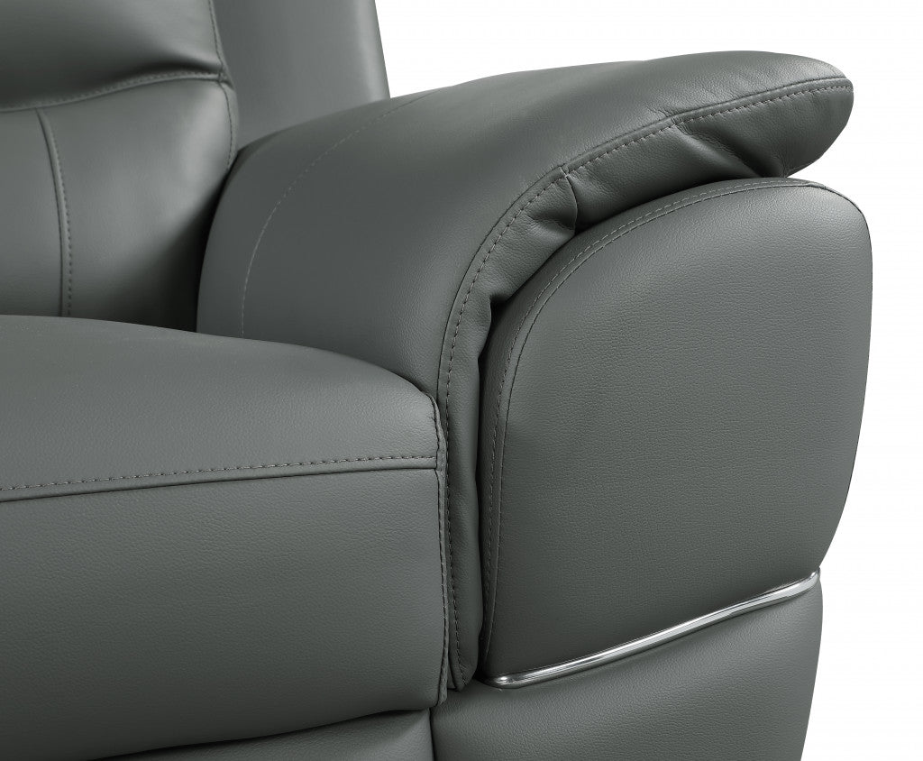 The Brixton – Gray & Silver Faux Leather Loveseat