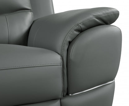 The Brixton – Gray & Silver Faux Leather Loveseat