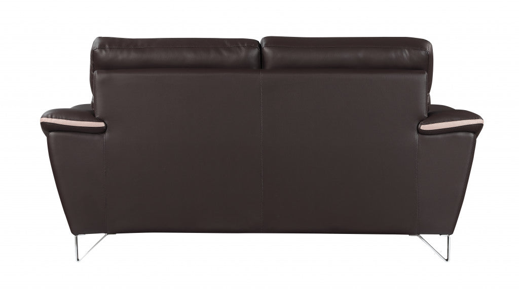 The Marley – Brown & Silver Faux Leather Loveseat