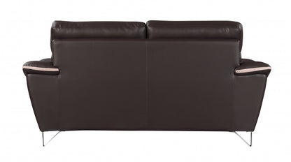 The Marley – Brown & Silver Faux Leather Loveseat
