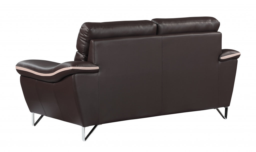 The Marley – Brown & Silver Faux Leather Loveseat