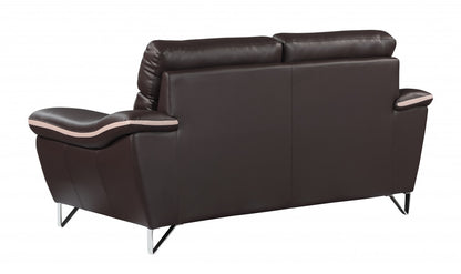 The Marley – Brown & Silver Faux Leather Loveseat