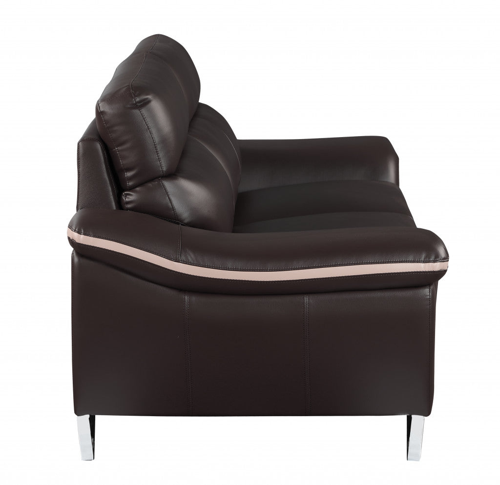 The Marley – Brown & Silver Faux Leather Loveseat