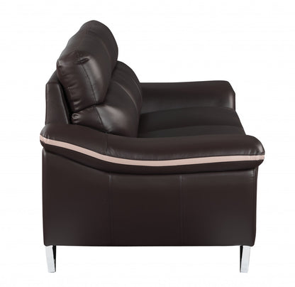 The Marley – Brown & Silver Faux Leather Loveseat
