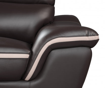 The Marley – Brown & Silver Faux Leather Loveseat