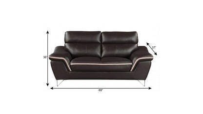 The Marley – Brown & Silver Faux Leather Loveseat