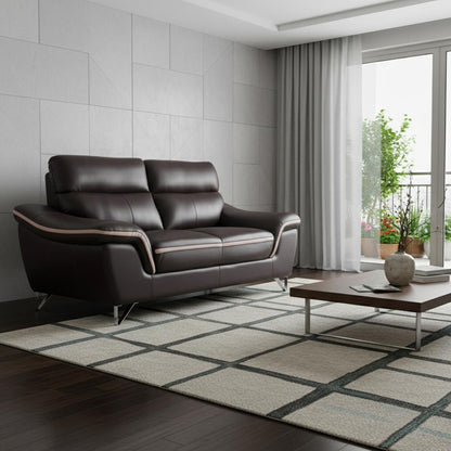 The Marley – Brown & Silver Faux Leather Loveseat
