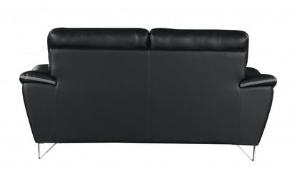The Vantor – Black & Silver Faux Leather Loveseat