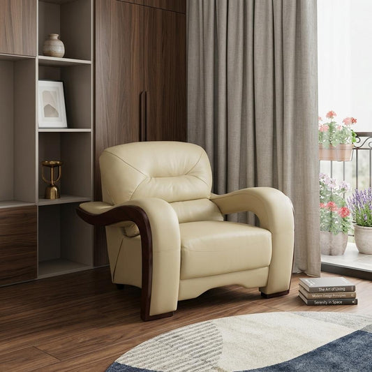 Collins Leather Arm Chair – Beige