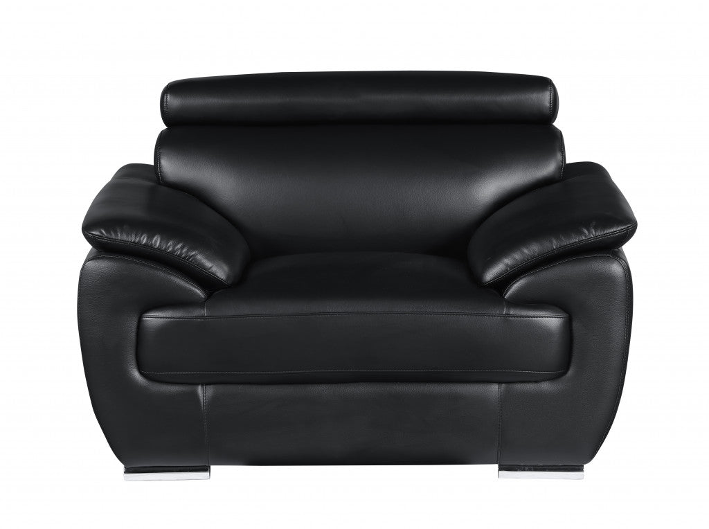 The Blackridge – 3-Piece Black Genuine Leather Seating Set
