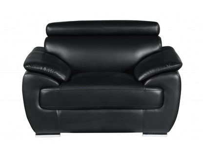 The Blackridge – 3-Piece Black Genuine Leather Seating Set