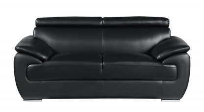 The Blackridge – 3-Piece Black Genuine Leather Seating Set