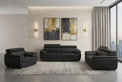 The Blackridge – 3-Piece Black Genuine Leather Seating Set