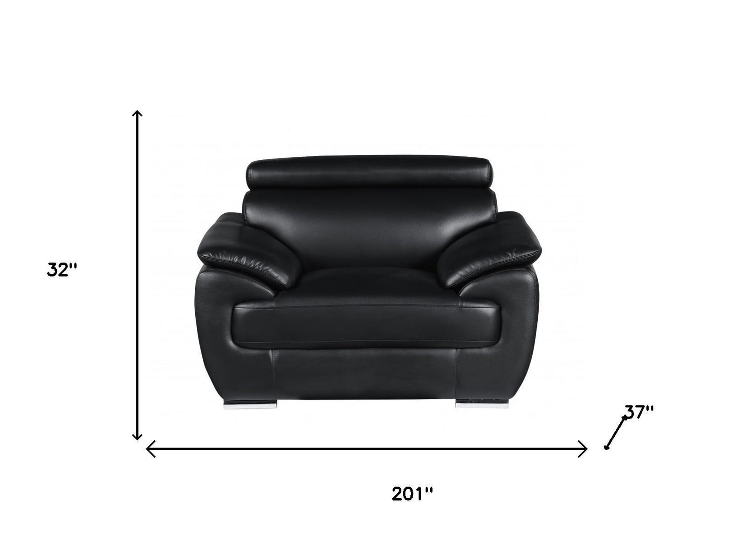 The Blackridge – 3-Piece Black Genuine Leather Seating Set