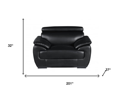 The Blackridge – 3-Piece Black Genuine Leather Seating Set