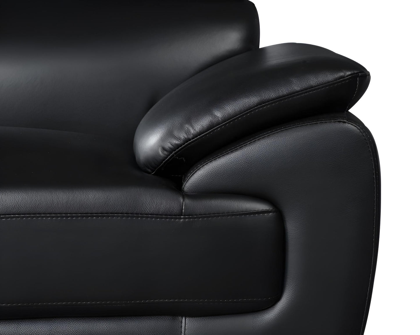 The Nightfall – Black Genuine Leather Sofa with Silver Legs