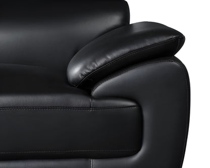 The Nightfall – Black Genuine Leather Sofa with Silver Legs
