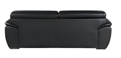 The Nightfall – Black Genuine Leather Sofa with Silver Legs
