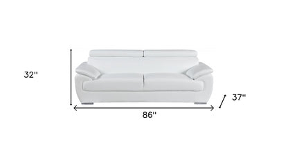 Sterling Leather Sofa – White