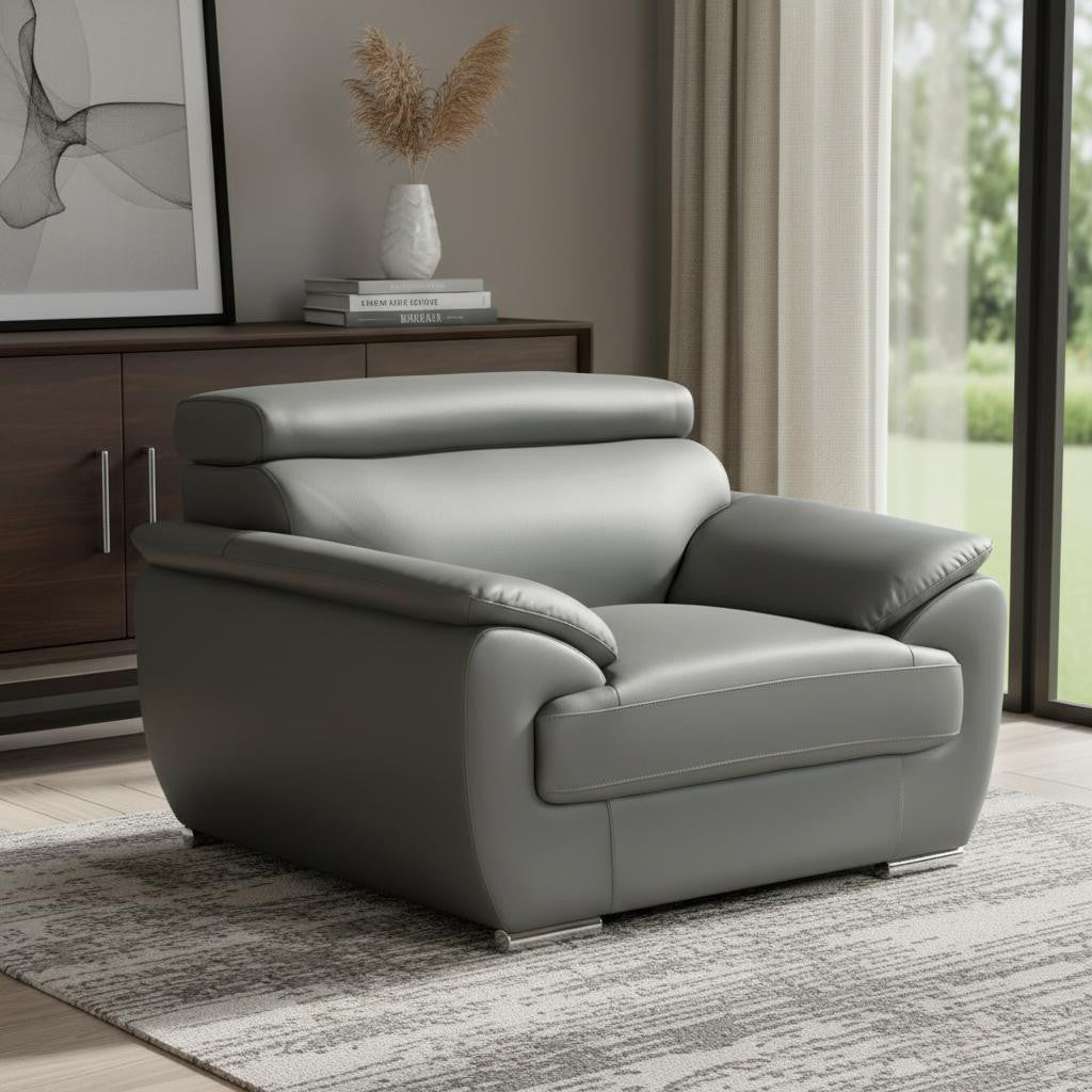 Carter Leather Chair and a Half – Gray
