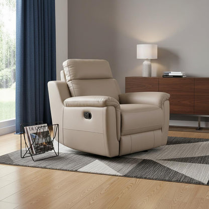 The Sandstone Vale – Beige Leather Match Recliner Chair