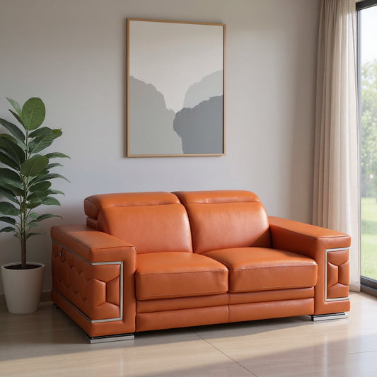Monaco Leather Loveseat – Camel