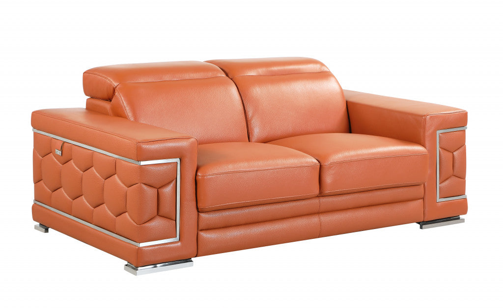 Monaco Leather Loveseat – Camel