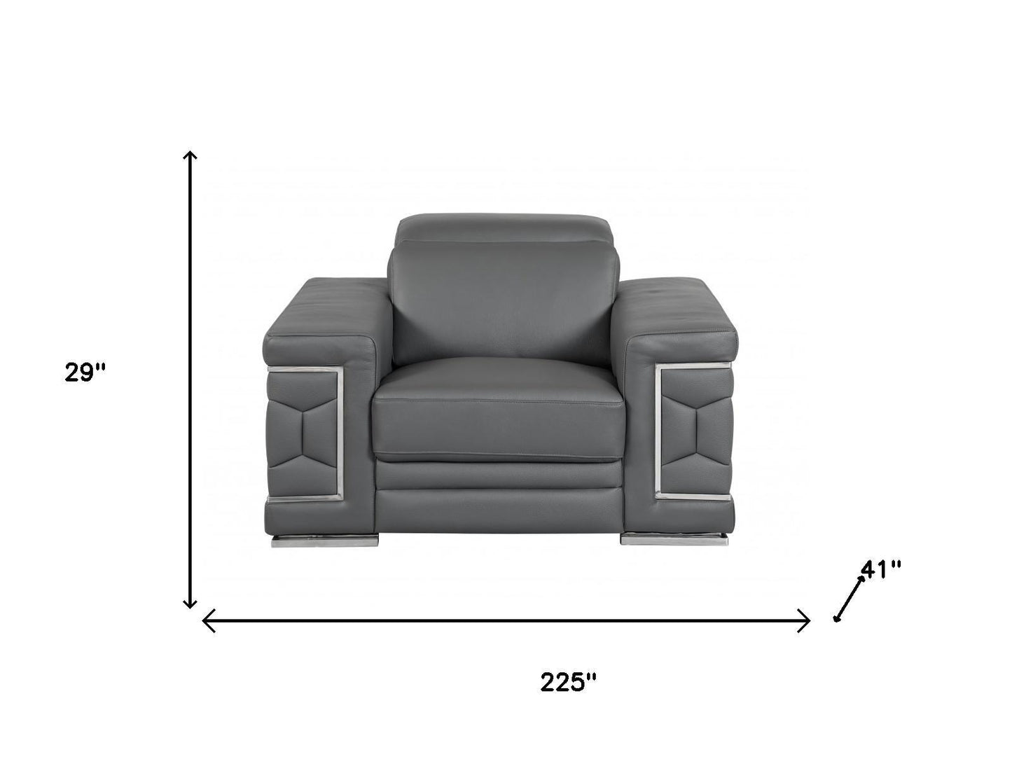 The Marlon Collection – Three Piece Dark Gray Italian Leather Six Person Seating Set
