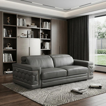 The Varenza – Dark Gray Italian Leather Sofa