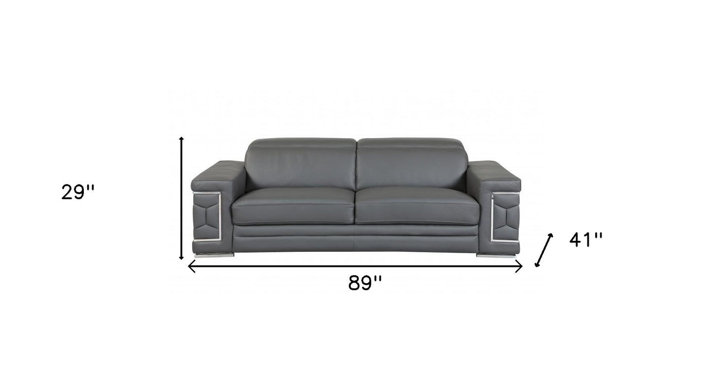 The Varenza – Dark Gray Italian Leather Sofa