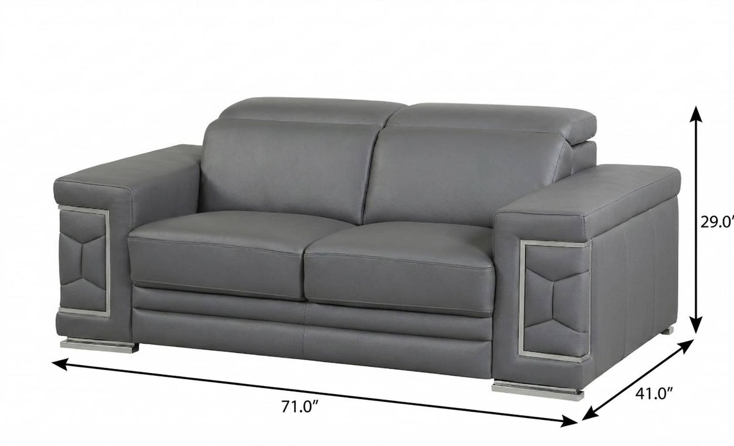 The Bella – Gray Genuine Leather Loveseat