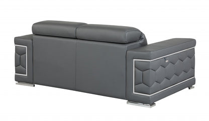 The Bella – Gray Genuine Leather Loveseat