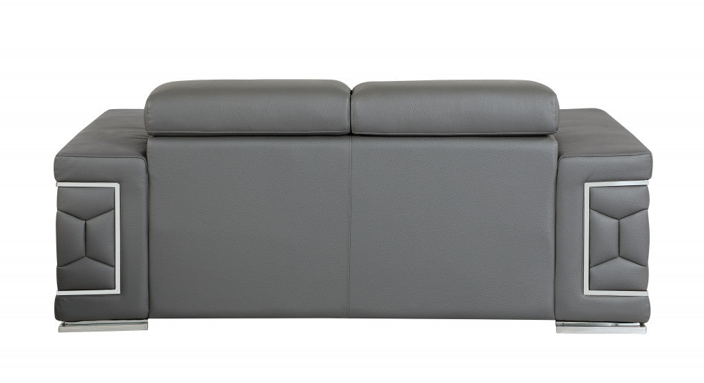 The Bella – Gray Genuine Leather Loveseat