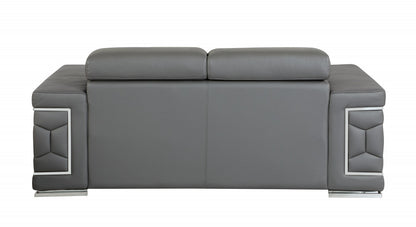 The Bella – Gray Genuine Leather Loveseat