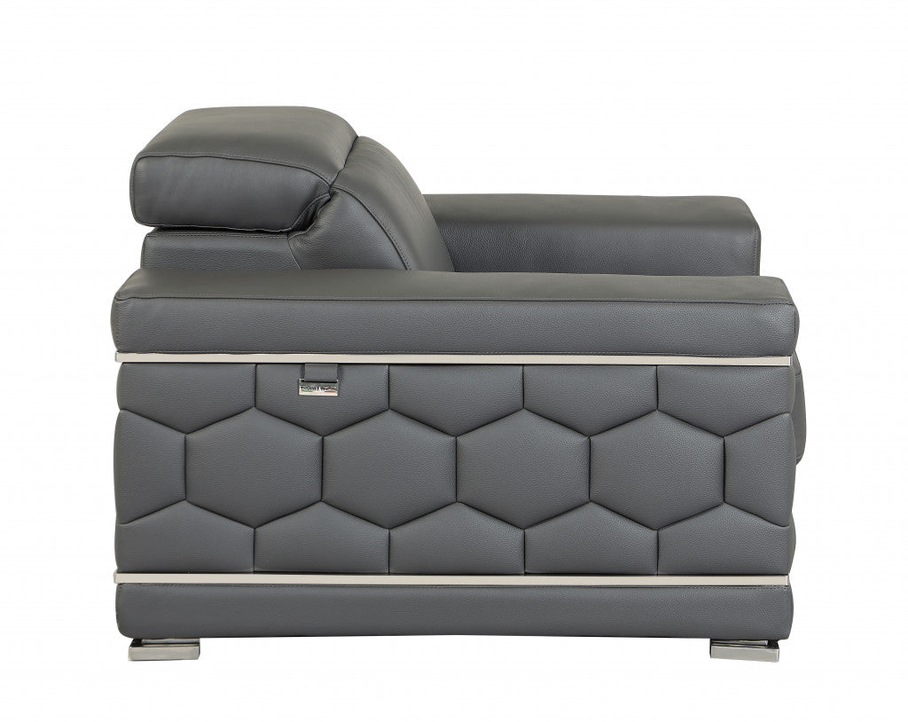 The Bella – Gray Genuine Leather Loveseat