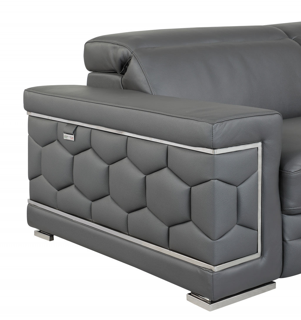 The Bella – Gray Genuine Leather Loveseat