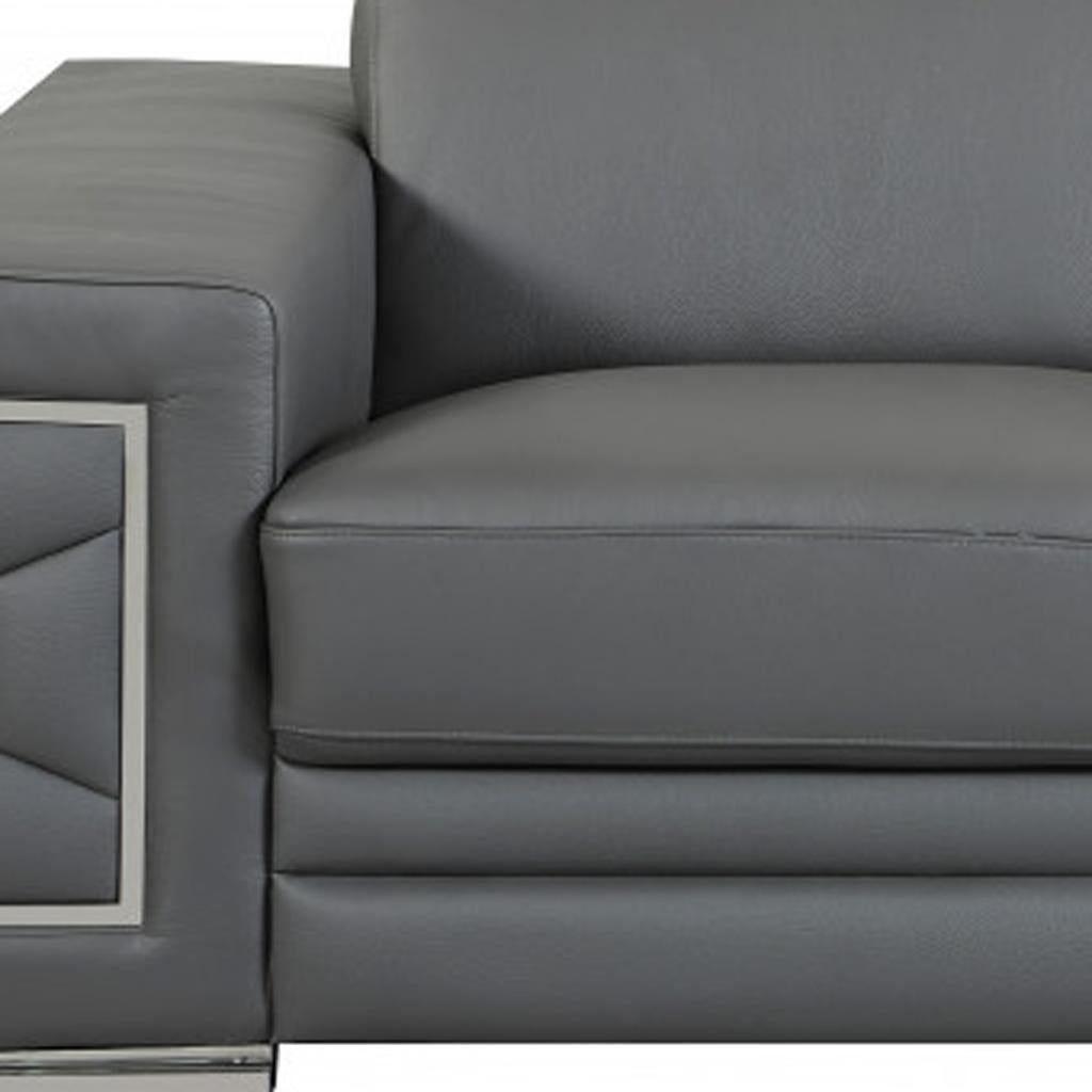 The Bella – Gray Genuine Leather Loveseat